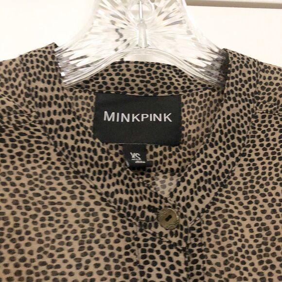 Mink Pink Cheetah Animal Print  Longline Tunic Button Up Blouse Womens Small - Picture 3 of 5